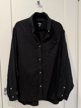 Roots | Black 100% Cotton Gauze Oversized Shirt